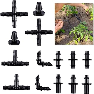 Photo 1 of 1/4in Drip Irrigation Fittings Kit, 280 Pcs Drip Irrigation Barbed Connectors, Tubing Drip System Parts for Garden Lawn Include Straight Barbs,Single Barbs,Tees,Elbows,End Plug,4-Way Coupling