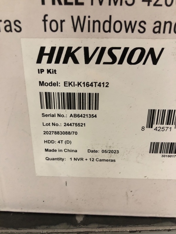 Photo 2 of HIKVISION EKI-K164T412 16-Channel POE 4K Value Express NVR Kit with (12) 4MP IR Outdoor Network Dome Camera with 2.8mm Lens, RJ45 Connections