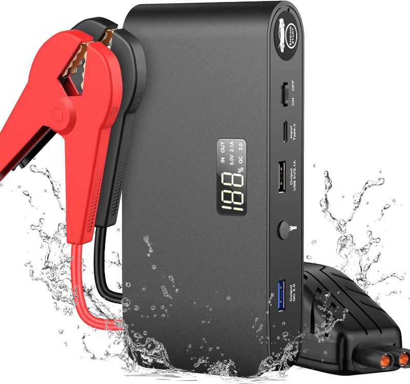 Photo 1 of 1600A Battery Jump Starter 16000mAh Pack 12V with Jumper Cables, Portable USB QC 3.0 for Car
