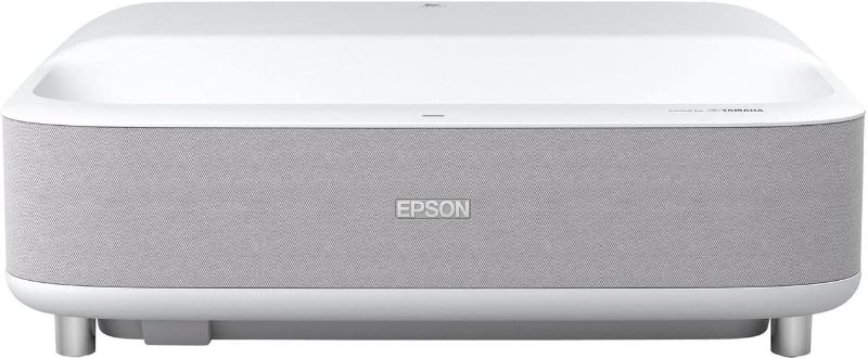 Photo 1 of Epson EpiqVision Ultra Short Throw LS300 3LCD Smart Laser Projector, 3600 Lumens Color & White Brightness, HDR, Android TV, Yamaha Speakers, Bluetooth, Sports, Gaming, Movies & Streaming - White
