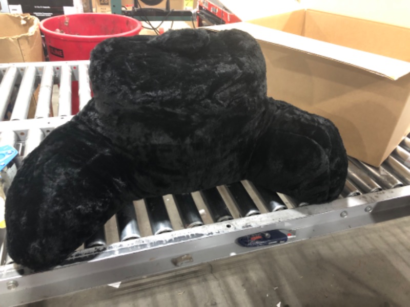 Photo 2 of A Nice Night Faux Fur Reading Pillow Bed Wedge Large Adult Children Backrest with Arms Back Support for Sitting Up in Bed / Couch for Bedrest,Black Black Standard