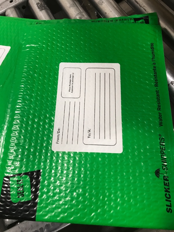 Photo 2 of Seal-It Slicker Shipper Plastic Bubble Mailer, 10.5"x15" GREEN