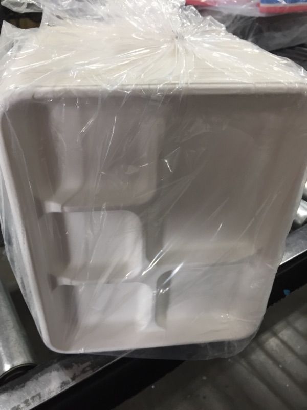Photo 1 of 100 Pack 5 Compartment Plates, 100% Compostable Paper Plate, 10.25*8.5 inch Disposable School Lunch Trays, Eco-Friendly Bagasse Plates for School Lunch, Buffet, and Party , Perfect for Boys and Girls 500 5 compartment plates