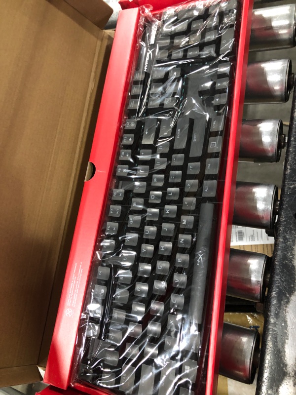 Photo 2 of HyperX Alloy Origins - Mechanical Gaming Keyboard, Software-Controlled Light & Pudding Keycaps - Double Shot PBT Keycap Set with Translucent Layer, for Mechanical Keyboards, Full 104 Key Set Black Full Size HyperX Aqua Keyboard 