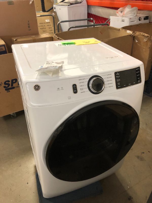 Photo 2 of GE 7.8-cu ft Stackable Smart Electric Dryer (White) ENERGY STAR