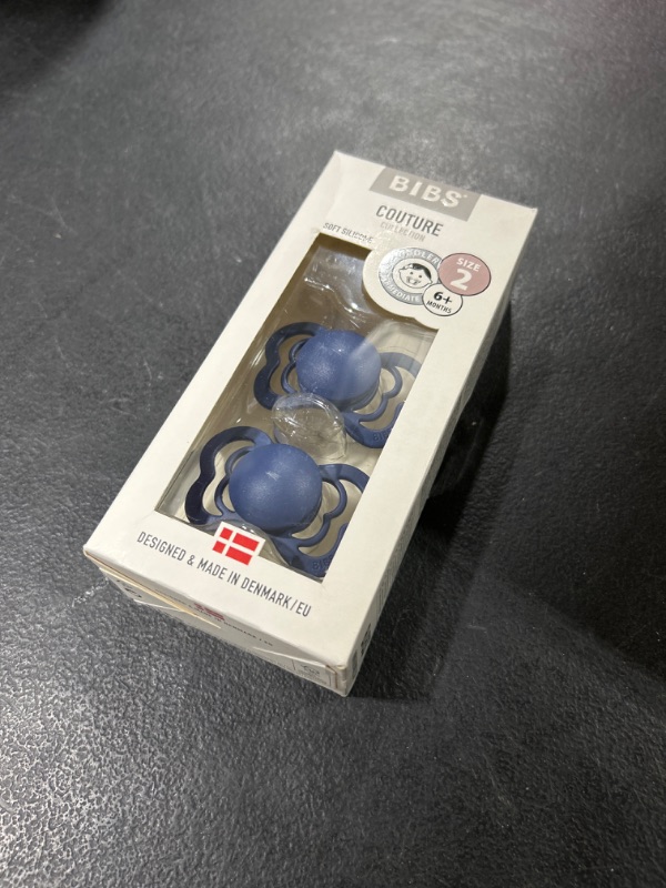 Photo 1 of BIBS Pacifiers - Couture Collection | BPA-Free Baby Pacifier | Made in Denmark | Set of 2 Steel Blue Color Premium Soothers | Size 6-18 Months
