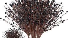 Photo 1 of 10 Pcs Halloween Artificial Berry Stem Picks Artificial Pip Berry Stems Halloween Patriotic Stems Black Pip Berry Stems for Halloween Vase Haunted House Gothic Floral Artificial Decor