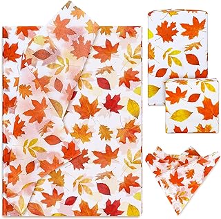 Photo 1 of 100Sheets Thanksgiving day Tissue paper Fall Leaves Maple Leaves Autumn Recyclable Wrapping Packaging Bag Art Craft Party Favor Decoration