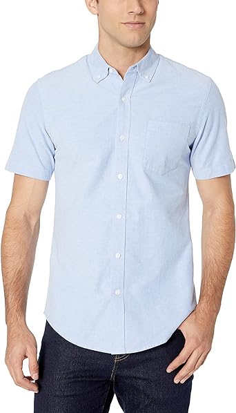 Photo 1 of Amazon Essentials Men's Slim-Fit Short-Sleeve Pocket Oxford Shirt, XS
