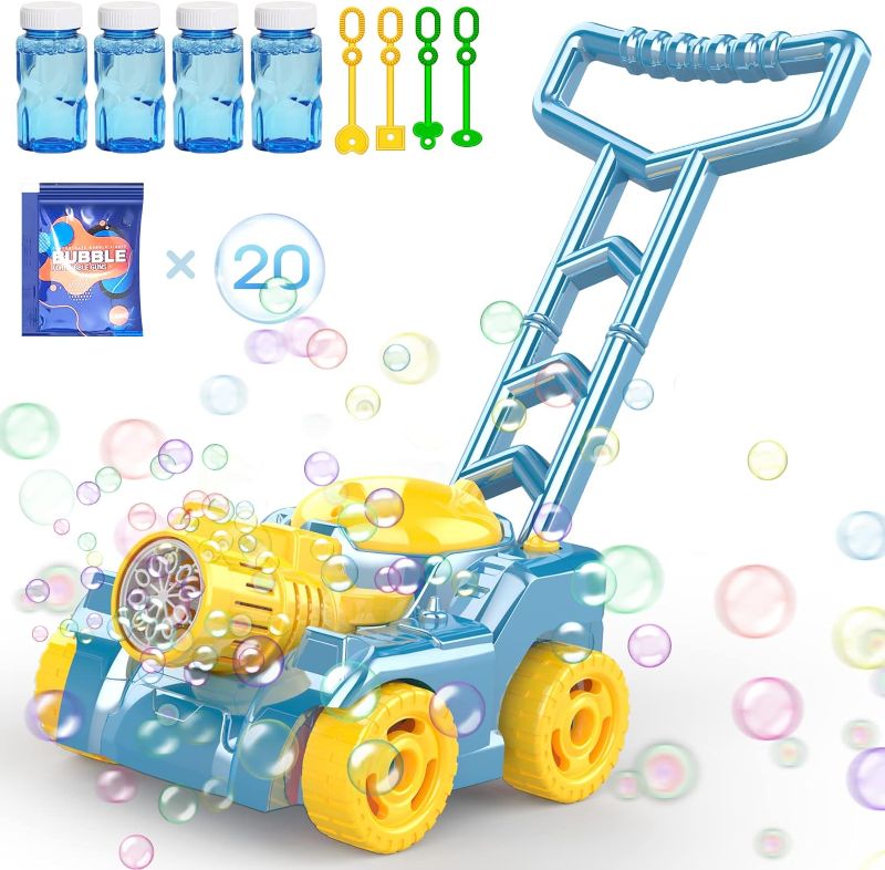 Photo 1 of Bubble Machine,Bubble Blower Maker,Bubble Lawn Mower for Toddlers 1-3,Summer Outdoor Push Backyard Gardening Toys,Wedding Party Favors,Christmas Birthday Gifts for Preschool Baby Boys Girls
