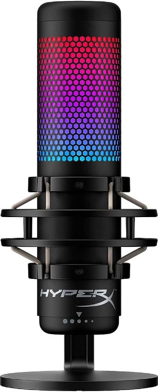 Photo 1 of HyperX QuadCast S – RGB USB Condenser Microphone for PC, PS4, PS5 and Mac, Anti-Vibration Shock Mount, 4 Polar Patterns, Pop Filter, Gain Control, Gaming, Streaming, Podcasts, Twitch, YouTube, Discord
