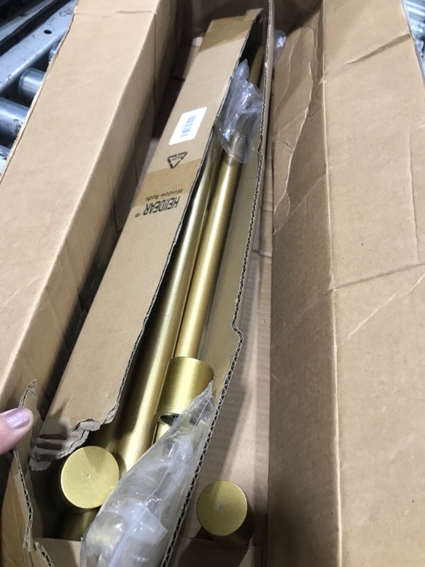 Photo 2 of 2 Pack Gold Curtain Rods for Windows 28 to 48 Inch(2.3-4ft),1 Inch Diameter Heavy Duty Curtain Rods,Cylindrical End Cap Curtain Rod,Modern Adjustable Drapery Rods,Window Curtains Rod 28-48",Gold 28-48"&2 pack Gold