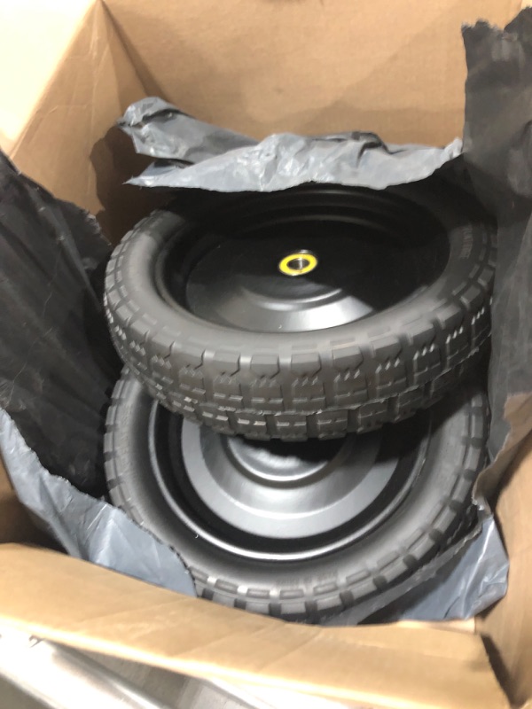 Photo 2 of (2-Pack) 13‘’ Tire for Gorilla Cart - Solid Polyurethane Flat-Free Tire and Wheel Assemblies - 3.15” Wide Tires with 5/8 Inch Axle Borehole and 2.1” Hub 13“ Wheels -2 Pack