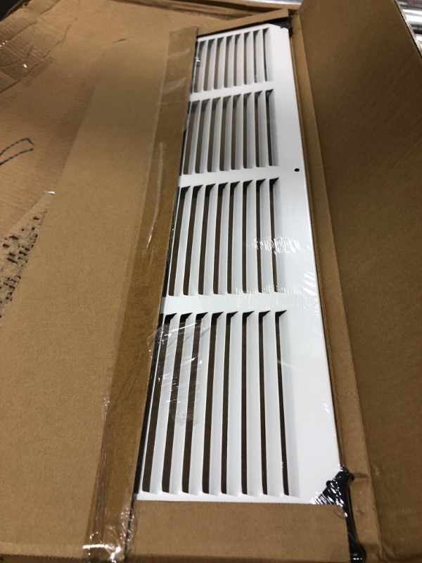 Photo 2 of 24"W x 8"H [Duct Opening Measurements] Steel Return Air Grille | Vent Cover Grill for Sidewall and Ceiling, White | Outer Dimensions: 25.75"W X 9.75"H for 24x8 Duct Opening 24"W x 8"H [Duct Opening]