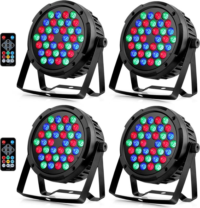 Photo 1 of 36LED Stage Lights 4 Pack - OPPSK 36W RGB Stage Lighting with Sound Activated Auto Play Remote & DMX Controlled Par Light Uplight for Christmas Wedding Church Holiday Club Party Lighting
