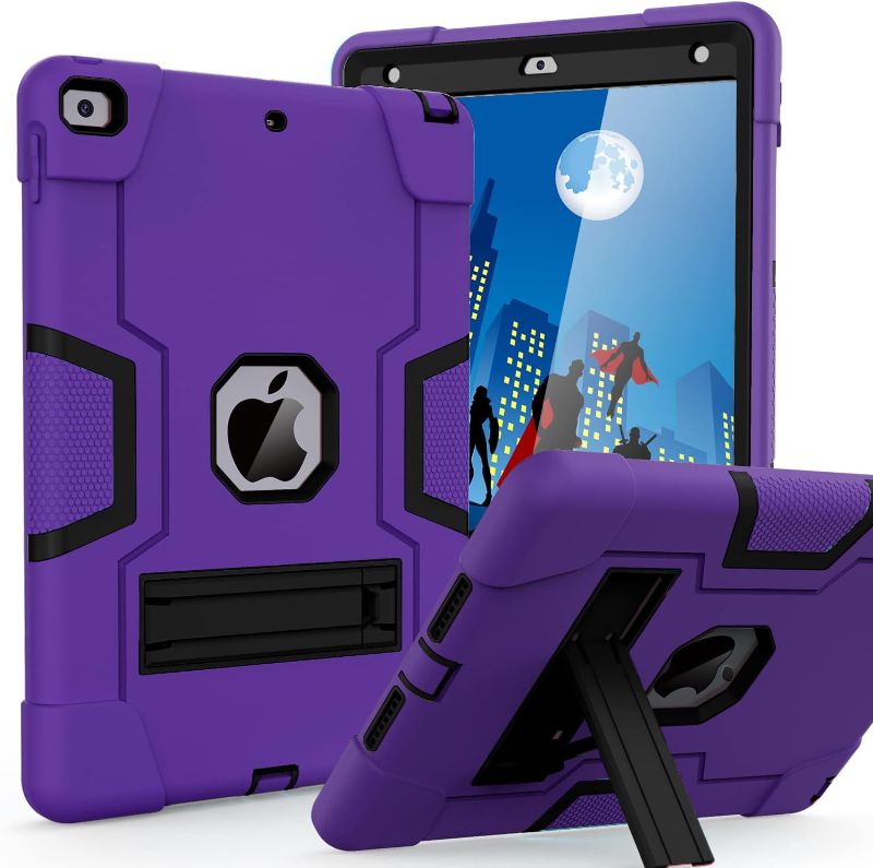 Photo 1 of Cantis Case for ipad 9th Generation/iPad 8th Generation/iPad 7th Generation, Slim Heavy Duty Shockproof Rugged Protective Case with Kickstand for iPad 10.2 inch 2021/2020/2019, Dark Purple
