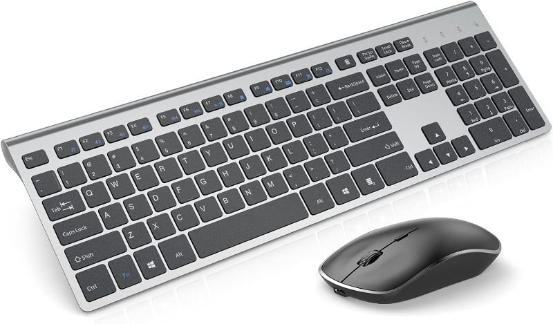 Photo 1 of Rechargeable Wireless Keyboard Mouse-J JOYACCESS 2.4G Full Size Thin Wireless Keyboard and Mouse with Long Battery Life,-Black& Grey, **KEYBOARD ONLY**
