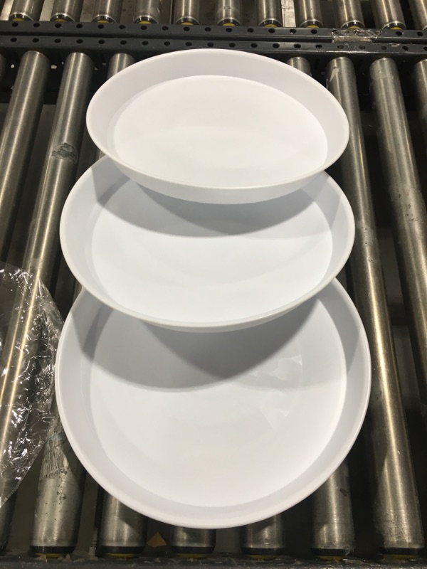 Photo 2 of 3 Pack Plant Saucer Heavy Duty Sturdy Drip Trays for Indoor and Outdoor (14 Inch, White)