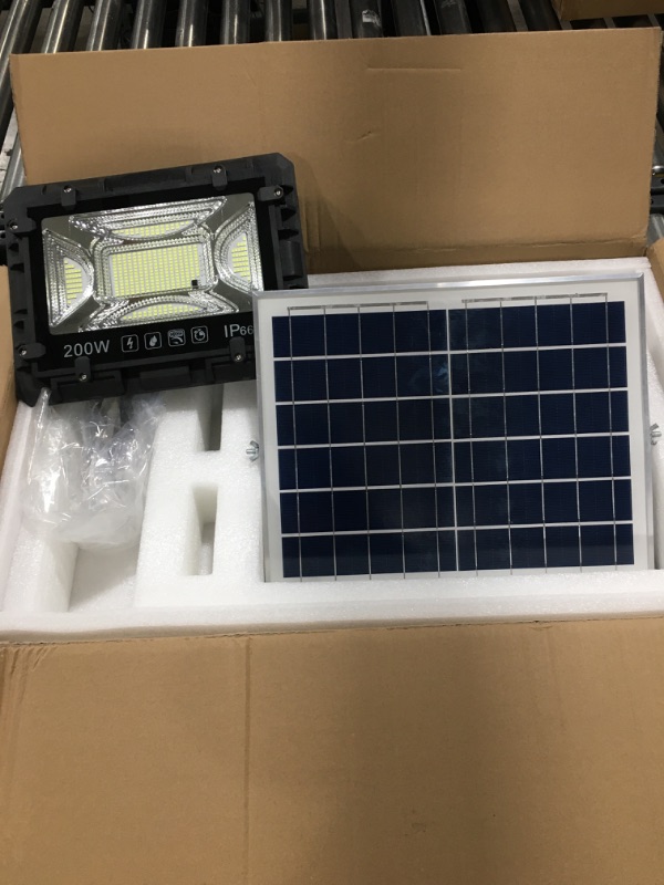 Photo 2 of 14" Solar Flood Lights Outdoor Dusk to Dawn,300W Solar Outdoor Lights Waterproof Bright Solar Floodlight Remote Control, 30000 Lumen 16' Cord Big Panel Solar Powered