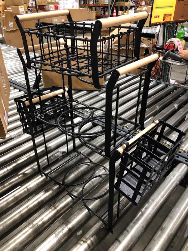 Photo 1 of Suwimut 3 Tier Buffet Caddy, 10 Pieces Stackable Plate Napkin Silverware Holder Utensils Organizer with 5 Mugs Hooks for Kitchen, Dining Table, Entertaining, Party, Picnic, Black