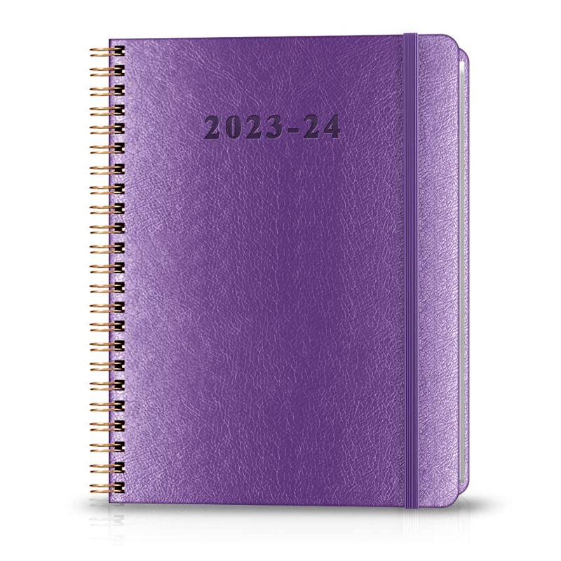 Photo 1 of 2023 2024 Academic Planner - Weekly and Monthly Planner with PU Leather Hardcover, 6"x8.5", Purple