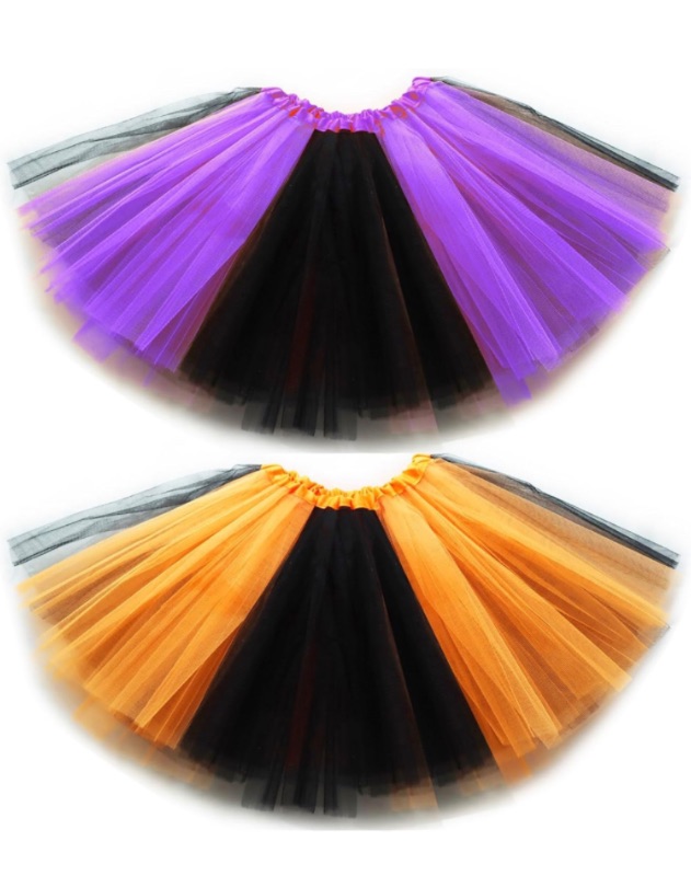 Photo 1 of DMLBC Thanksgiving Orange Yellow/Red/Purple/Green Black Tutu Skirt 3-Layer Tutu Skirt for Girls, Small