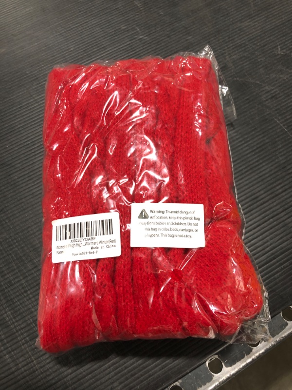 Photo 1 of Pcavin Women's Thigh High Socks Over the Knee Cable Knit Boot Socks, Long Warm Fashion Leg Warmers Winter 1pcs-red