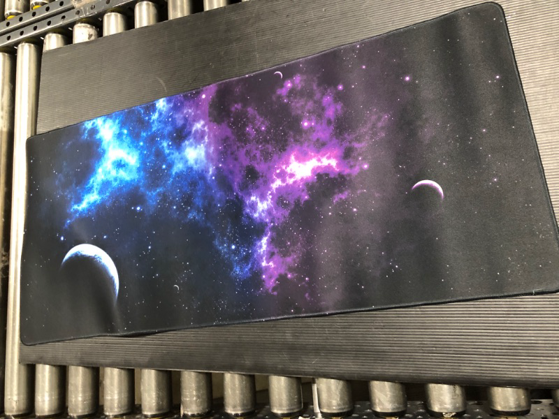 Photo 2 of Blue Galaxy Mouse Mat, Large Gaming Mouse Pad with Stitched Edges, Desk Pad Protector, Office Computers Desk Mat, Non-Slip Rubber Base, Waterproof Desk Writing Pad for Office Home Gamer 35.4" x 15.7"