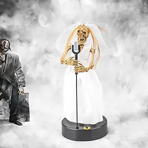 Photo 1 of 1" Halloween Dancing Bride, Skeleton Dance Event with Rhythmic Music for Haunted Houses, Yard Halloween Decorations and Party Props (White Wedding Dresses).