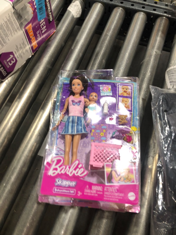 Photo 2 of Barbie Skipper Babysitters Inc Crib Playset with Skipper Doll, Baby Doll with Sleepy Eyes, Furniture & Accessories Purple Hair Multicolor