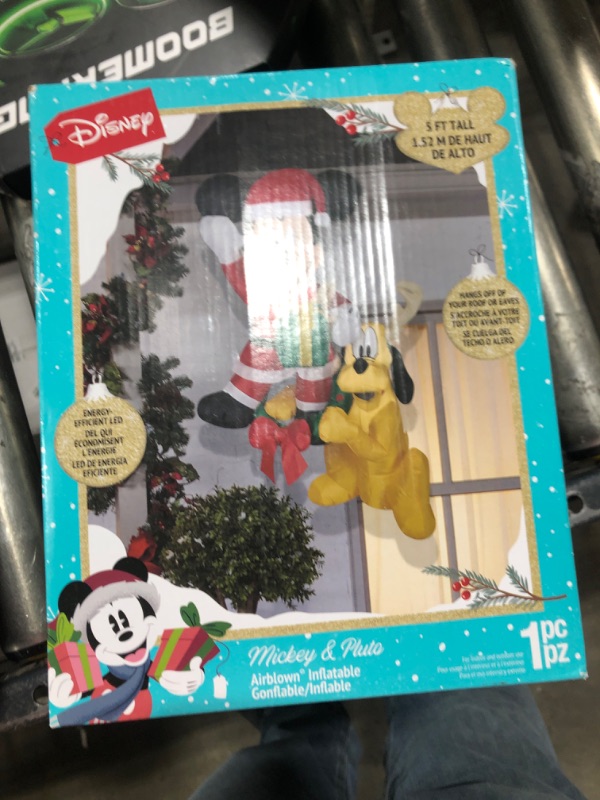 Photo 2 of Gemmy Christmas Airblown Inflatable Hanging Mickey and Pluto Disney, 5 ft Tall, Multicolored