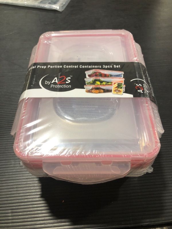 Photo 2 of Bento Lunch Box 3pcs set 24oz - Meal Prep Containers Microwavable - BPA Free - External Leak Proof - Portion Control Containers - Food Prep Containers Dishwasher Friendly - Snap Locking Lid
