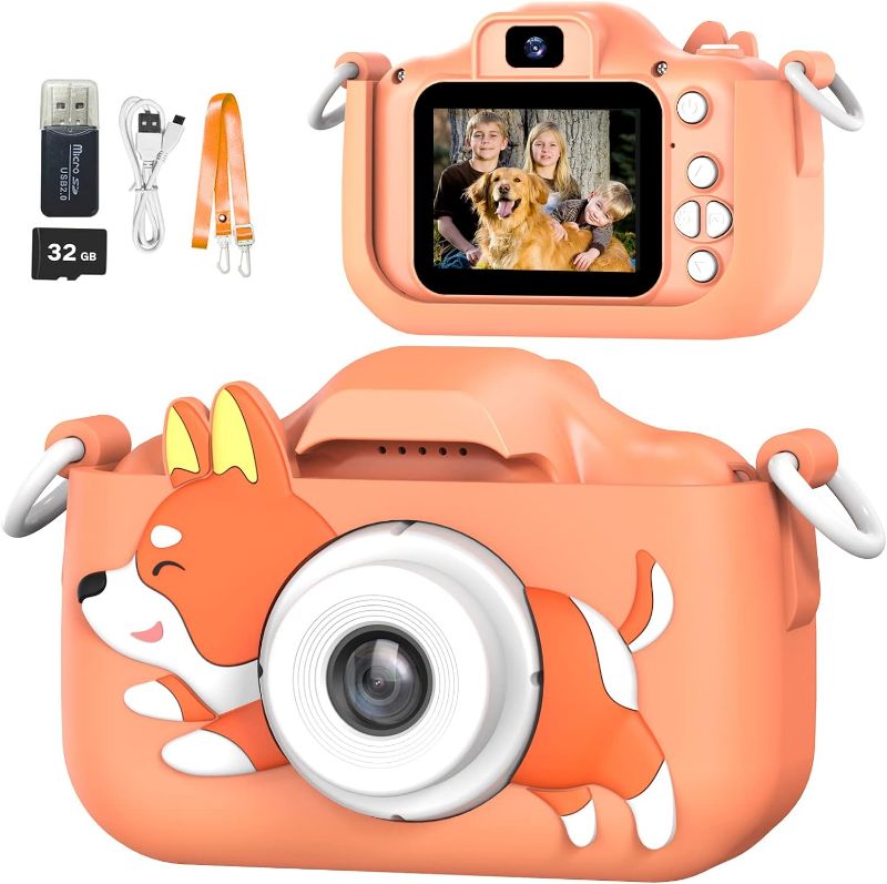 Photo 1 of Mgaolo Kids Camera Toys for 3-12 Years Old Boys Girls Children,Portable Child Digital Video Camera with Silicone Cover, Christmas Birthday Gifts for Toddler Age 3 4 5 6 7 8 9 (Dog Orange)