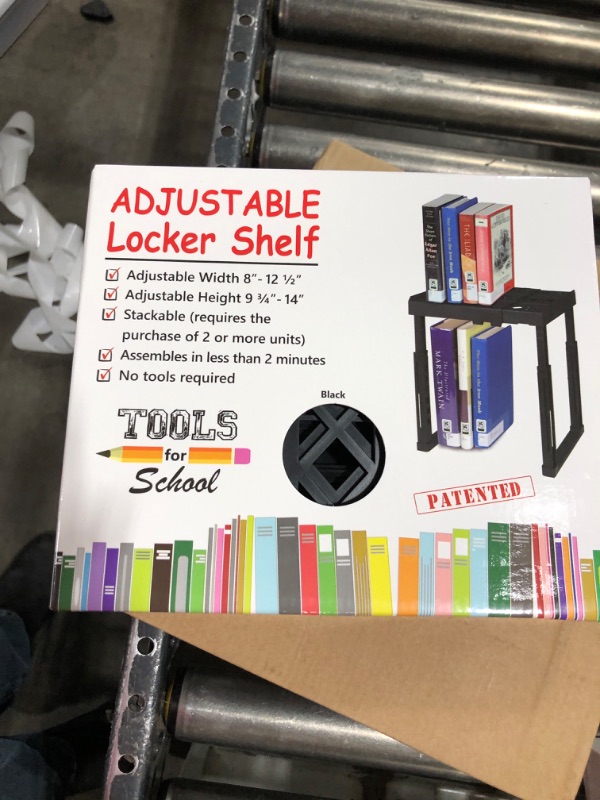 Photo 2 of Tools-for-School Height & Width Adjustable Locker Shelf - Strong ABS Plastic - Width Adjusts from 8"-12.5" & Height Adjusts from 10"-14" - Patented Design - BEWARE OF CHEAP IMITATIONS - 2 Pack (Black)