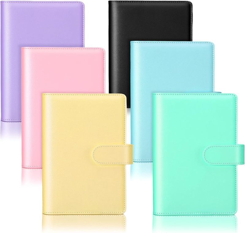 Photo 1 of 5 Pieces A6 PU Leather Notebook Binder Refillable 6 Rings Binder Cover Loose Leaf Personal Planner with Magnetic Buckle Closure (Pink, Green, Purple, Sky Blue, Yellow) 