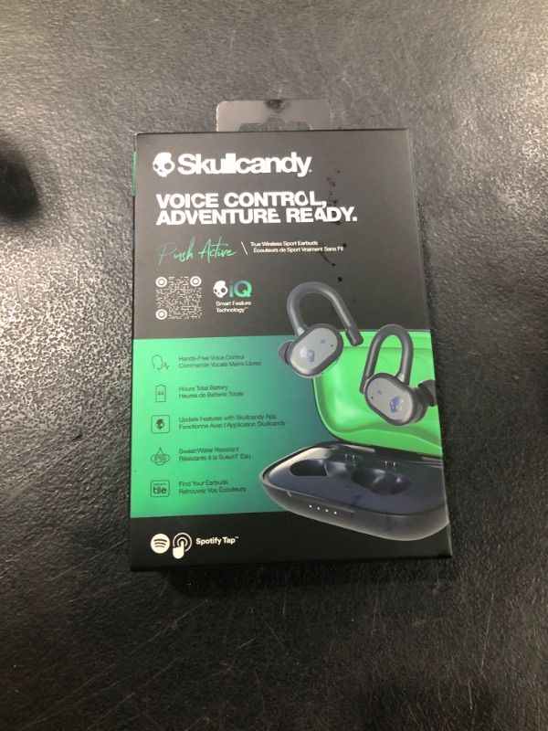 Photo 3 of Skullcandy Push Active True Wireless In-Ear Bluetooth Earbud, Use with iPhone and Android with Charging Case and Mic, Great for Gym, Sports, and Gaming, IP55 Water, Dust Resistant - Blue/Green Dark Blue/Green One Size Earbud