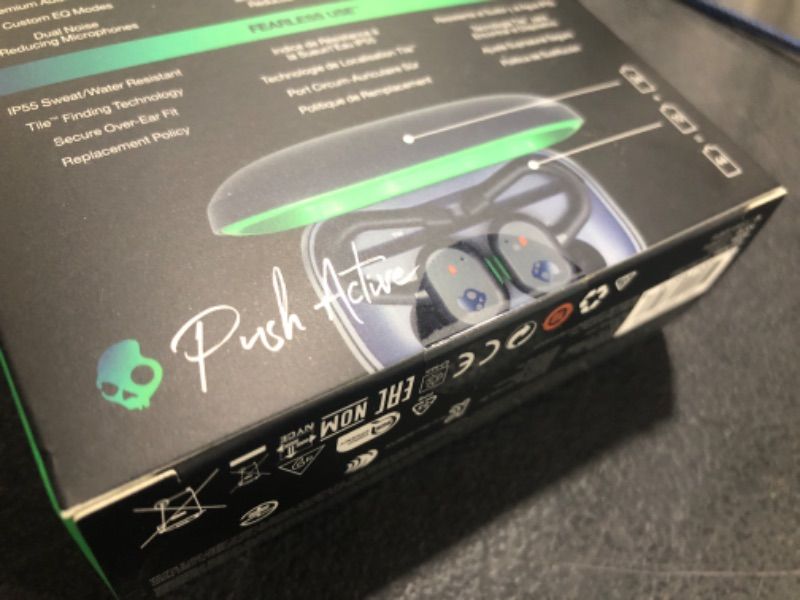 Photo 1 of Skullcandy Push Active True Wireless In-Ear Bluetooth Earbud, Use with iPhone and Android with Charging Case and Mic, Great for Gym, Sports, and Gaming, IP55 Water, Dust Resistant - Blue/Green Dark Blue/Green One Size Earbud