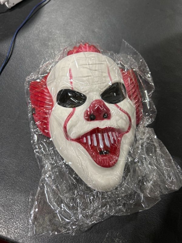 Photo 2 of AMARONE Halloween Horror Clown Mask, Halloween Mask Creepy Scary Penny-wise Clown Full Face Joker IT Costume Cosplay 2pcs……