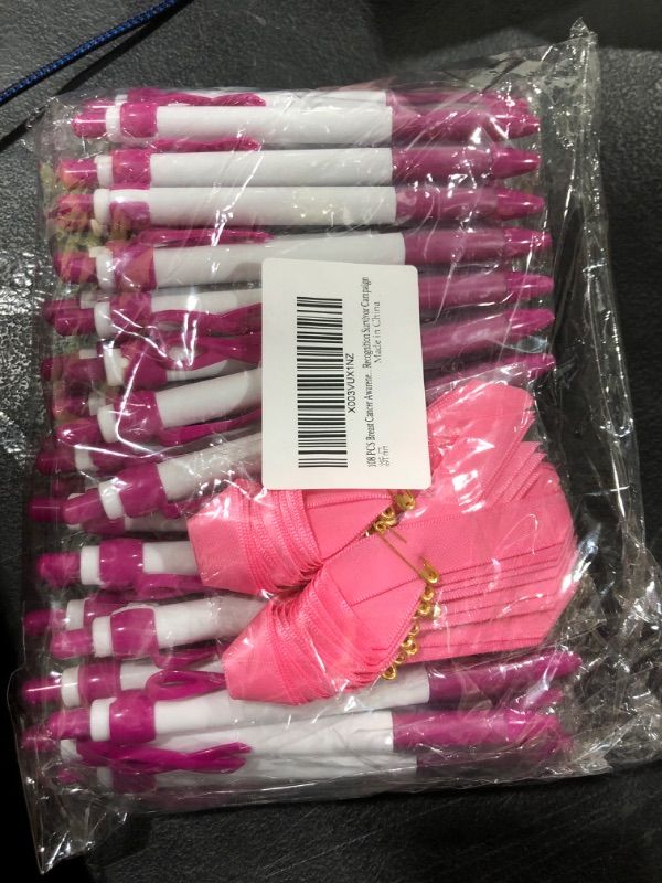 Photo 2 of 108 PCS Breast Cancer Awareness Accessories, 36 PCS Breast Cancer Awareness Bracelets 36 PCS Ballpoint Pens and 36 PCS Pink Ribbon Pins for Charity Recognition Survivor Campaign