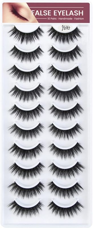 Photo 1 of 10 Pairs of 3D False Eyelashes Imitation Mink Long Soft Natural Curling Magnetic Eyelashes Top and Bottom
