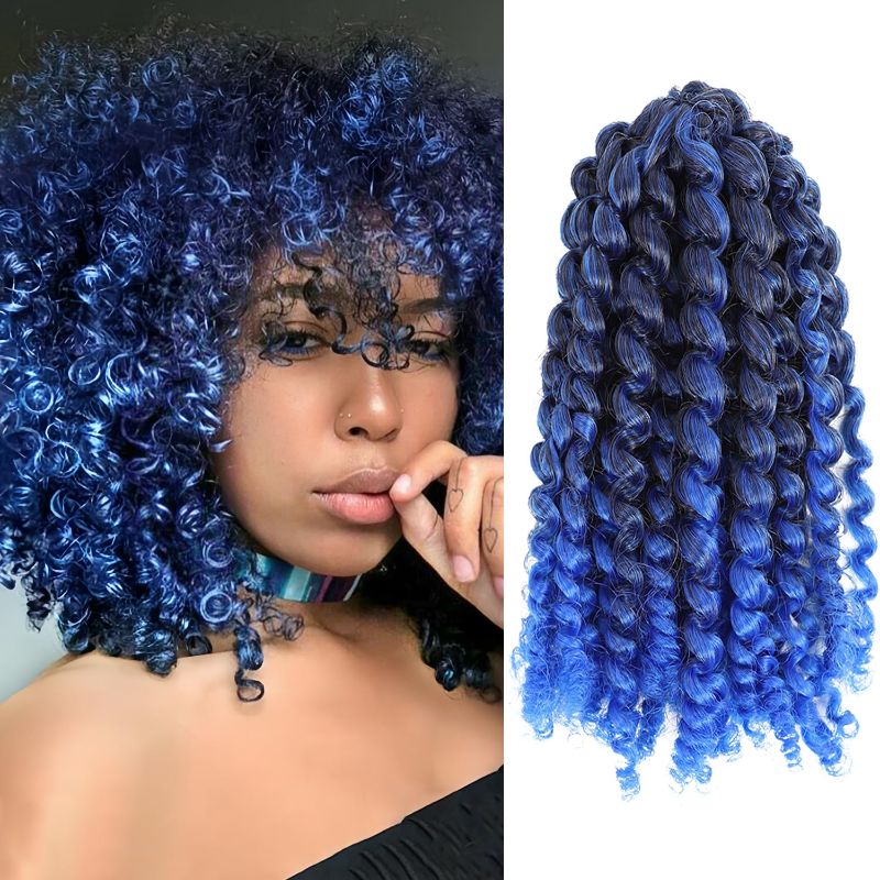 Photo 1 of 8 Inch Short Passion Twist Crochet Hair - 9 Bundles Marlybob Kinky Curly Crochet Hair for Black Women and Kids - Water Wave Crochet Braids