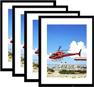 Photo 1 of 12x16 Picture Frame Set of 4 Black Wood Horizontal & Vertical, 4Pcs 16x12 Photo Frame, Bulk Frames for Wall Hanging Gallery or Tabletop Display