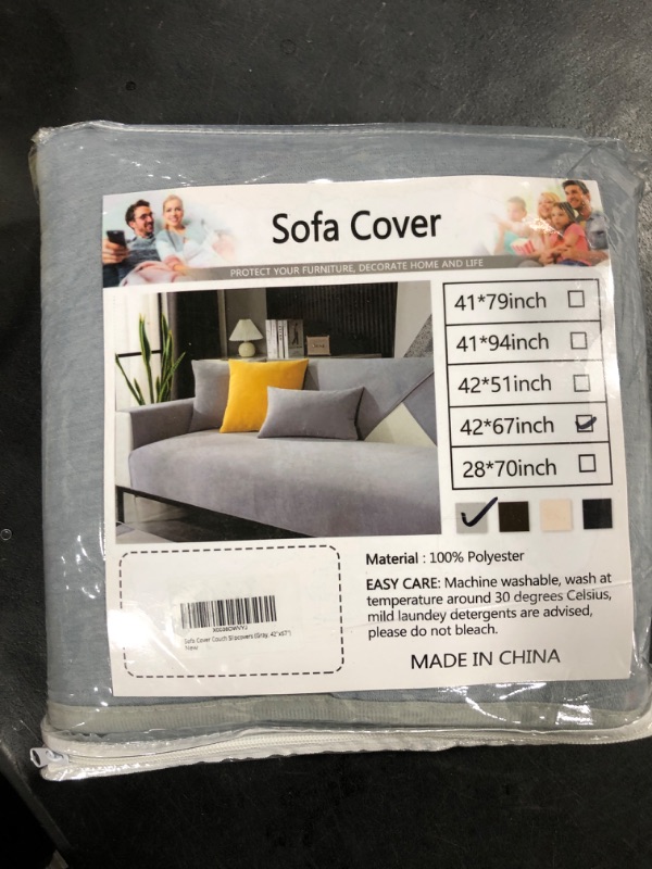 Photo 2 of HDCAXKJ Couch Covers Chenille Fabric Corner Sectional Sofa Cover for Dogs Pets Anti Slip L Shape Sofa Slipcovers Living Room Furniture Protector 42 x 67 Inch Gray (Sold by Piece/Not All Set) 42"x67" Grey