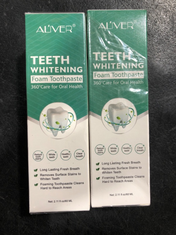 Photo 2 of 2Pc Toothpaste Cleansing Foam, 60ml Baking Soda Toothpaste, Intensive Stain Removal Toothpaste, Travel Friendly, Easy to Use, Oral Care-Toothpaste Replacement, Ultra-fine Mousse Foam (Mint Adult)