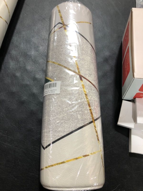 Photo 1 of EMMTEEY Memory Foam Kitchen Mat Kitchen Runner Rug Light Grey Background Silver with Gold and Green Luxury Geometric Abstract Art Anti Fatigue Mats for Kitchen Floor 17.3"X47" for Laundry Office Sink 17.3"x47" Geometric