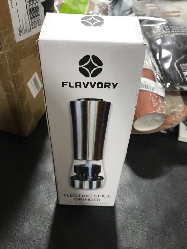 Photo 2 of FLAVVORY Electric Pepper Grinder Peppercorn Spice Grinder 2-Chamber Battery Operated Pepper Grinder pepper mill grinder electric pepper mill Battery pepper grinder spice mill black peppercorn grinder