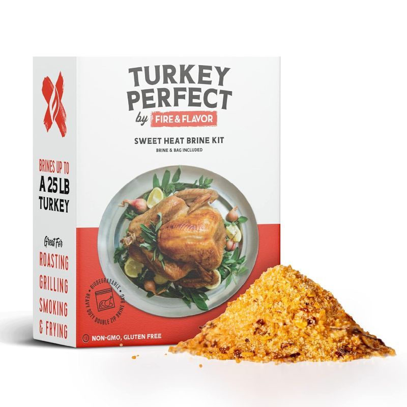 Photo 1 of Fire & Flavor Sweet Heat Turkey Perfect Brine - Turkey Brine Kit with Bag for Roasting, Grilling, Smoking, and Frying - Brining Seasonings for Cooking and Turkey Brine Bag - Turkey Brine and Rub Kit
