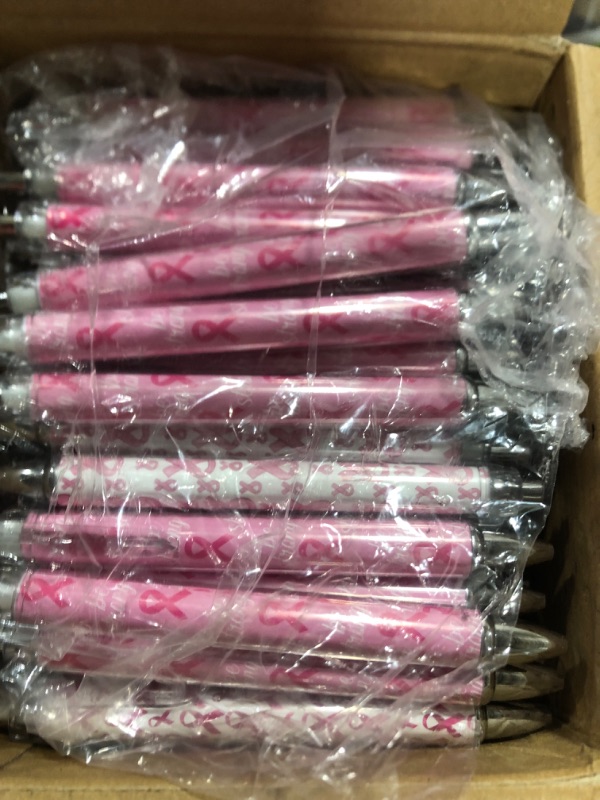 Photo 2 of Yeaqee 200 Pcs Breast Cancer Pens Bulk Cancer Awareness Ribbon Pen Retractable Breast Cancer Pens Pink Ribbon Gel Ink Pens Pink Pens Black Ink 0.7 mm for Public Events Women Girls Gift (Fresh Style)