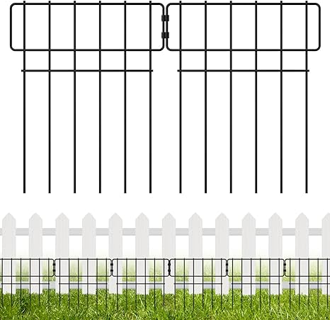Photo 1 of 19 Pack Animal Barrier Garden Fence for Dogs Rabbit Pet, Outdoor Heavy-Duty Metal No Dig Decorative Garden Fencing Flowers Small Yard Wire Fence Stakes Border, 17 in(H) x 27 Ft(L) Total Length 