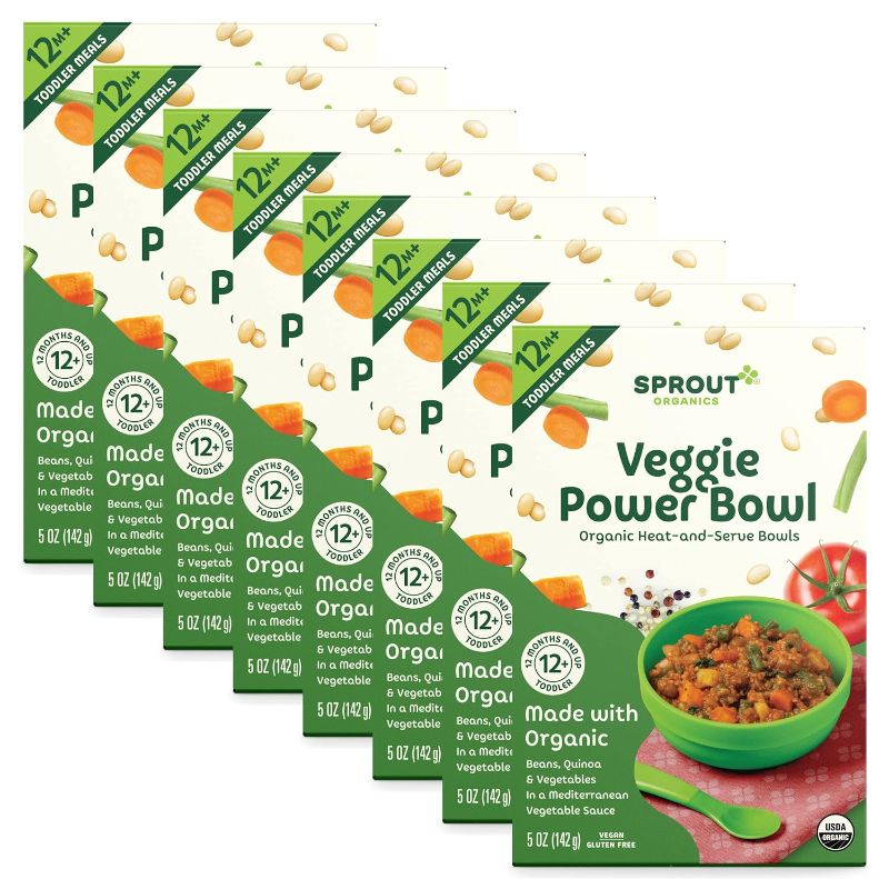 Photo 1 of EXP 12/28/2023 Sprout Organic Baby Food, Toddler Meals, Mediterranean Veggie Power Bowl with Beans & Quinoa, 5 Oz Bowl (8 Count)
